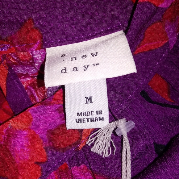 Purple Floral L/S Band Collar Midi Dress - Picture 8 of 14